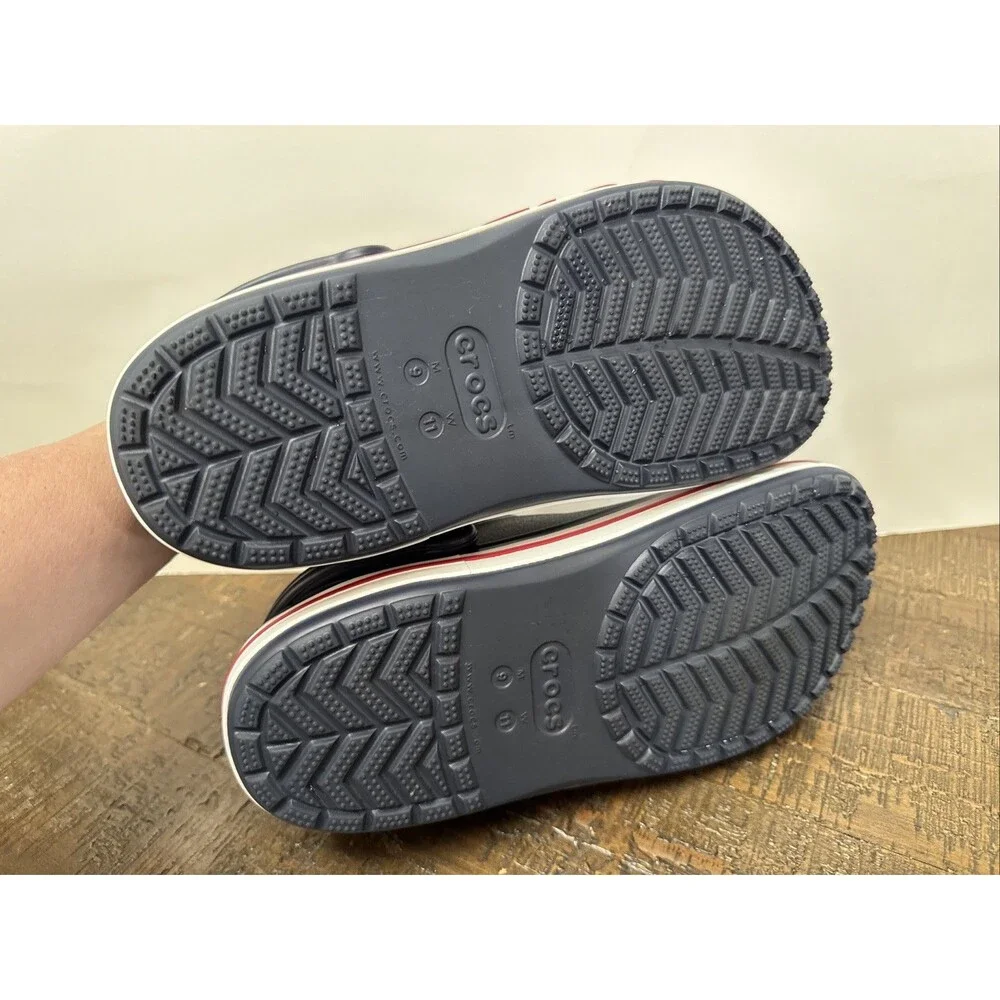 NEW Crocs Bayaband and Clogs Navy Blue Red White Mens 9 Womens 11 Slip On Shoes